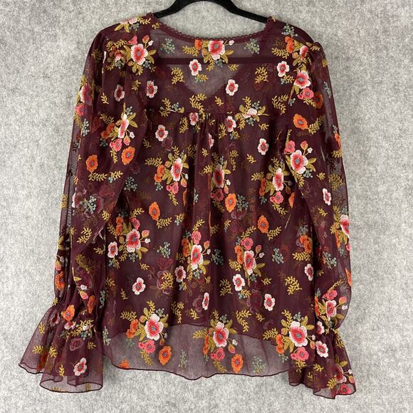 Anthropologie Feather Bone Giralda Top Womens Medium Floral Embroidered Fairy - Picture 12 of 16